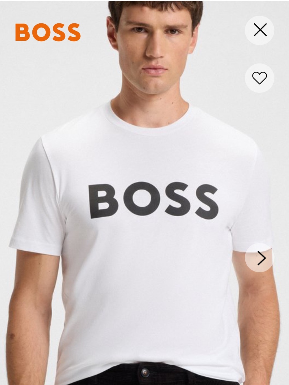 BOSS White Short-Sleeve Crewneck T‑Shirt with Black Logo